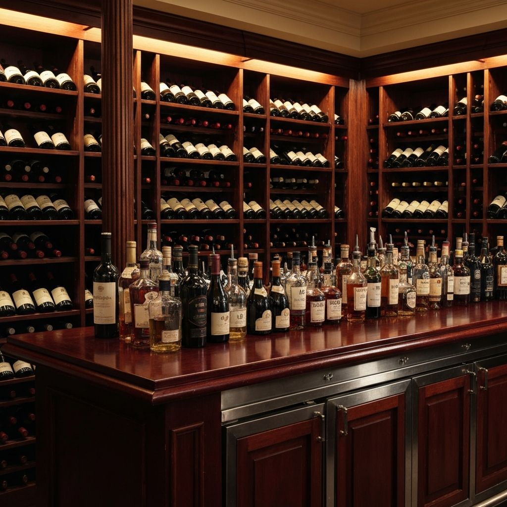 Şarap koleksiyonu ve bar
